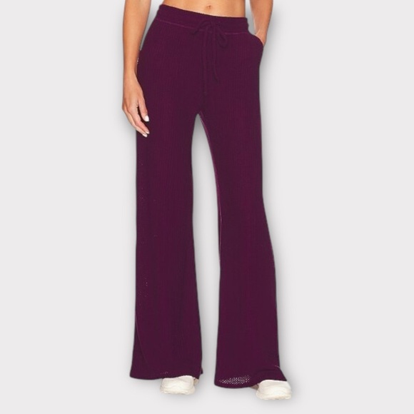 Beyond Yoga Free Style Wide Leg Pants Waffle Knit Aubergine Purple NWT - Picture 1 of 11